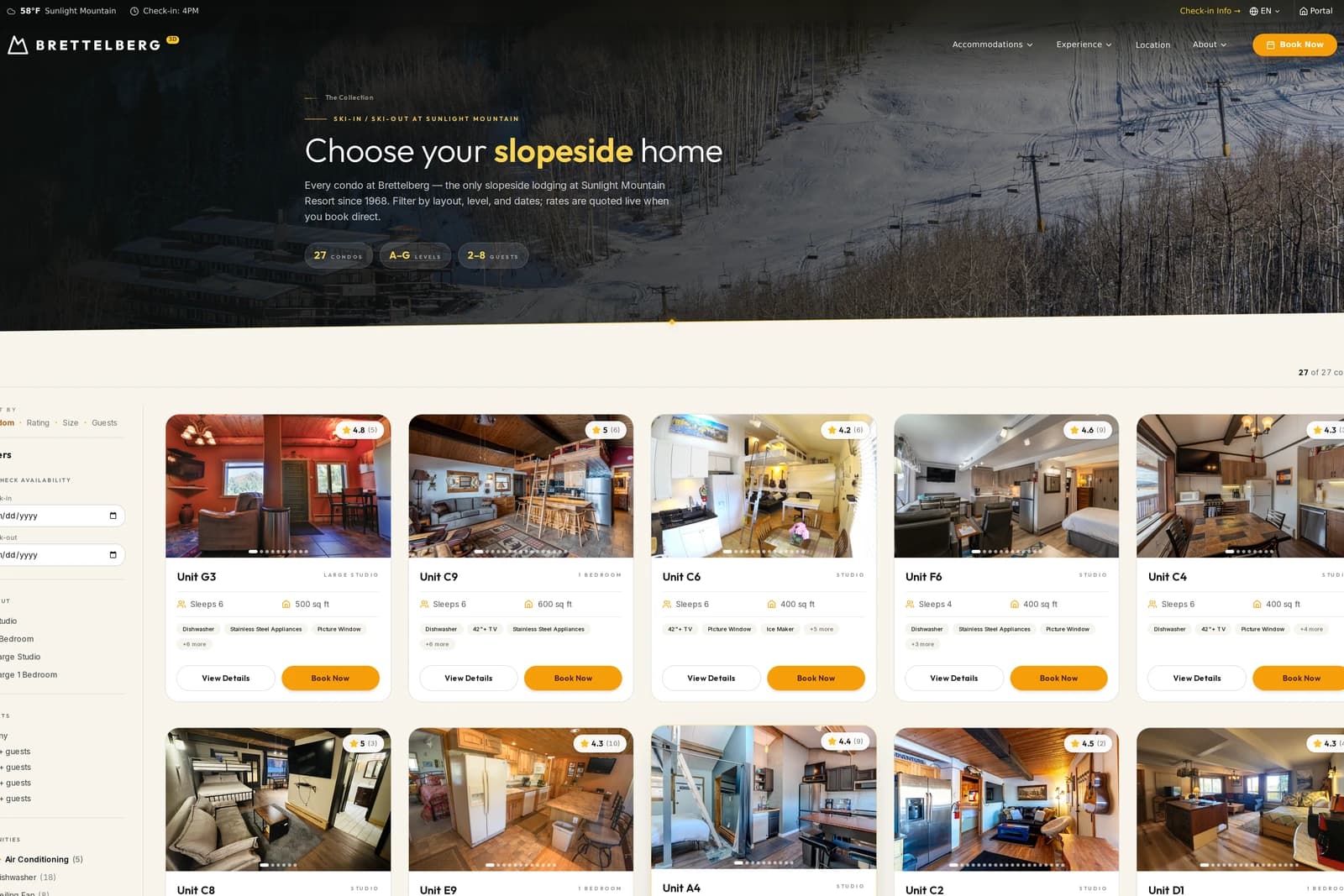Brettelberg booking flow with live availability